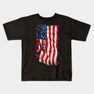 American flag USA 4th of July Retro Patriotic Kids T-Shirt